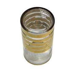 Mid Century Modern Cocktail Glass Tumbler 22k Gold Stripes 5”
