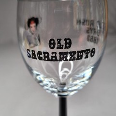 Vintage 1983 Gold Rush Days Old Sacramento Clear Wine Glass California Souvenir