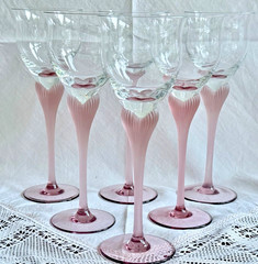 Mikasa Sea Mist Set x 6 WINE Frosted Satin Amethyst/Light Purple Stem 21cms