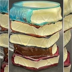 3Dimensional Hand Painted & Stained Glass 12oz Book Stack Mug/Cup China 4.25″t