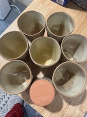 Vintage Frankoma Dessert Gold 12oz Tumbler Glass. Set of 4.