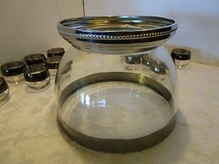 Vintage Dorothy Thorpe Glass Punch Bowl Roly Poly 13 pc. Set silver-rim 1960’s