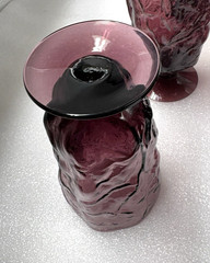 Morgantown Footed 12 Oz. Tumbler Crinkle Seneca Driftwood Amethyst Vtg. Set of 8