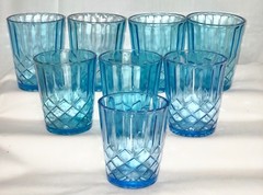 8 US Glass AUNT POLLY BLUE *3 1/2” 8 oz TUMBLERS*