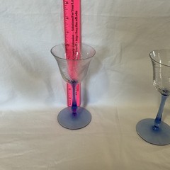 Set Of 4 Vintage HC Fry Optic Spiral Blue Stemmed Small Wine/Cocktail Glasses 6”