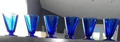 6 Glasses Cobalt Dark Blue Bar Ware Dessert Beverages Sherry Cordial 3oz.VTG
