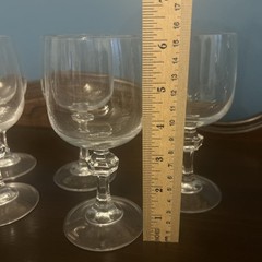 «Vendome Uni» Knob in Stem Water Wine Glasses Cristal D’Arques 6 1/4” MCM 7 Vtg