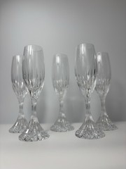 Set of 5 Baccarat Crystal Massena Champagne Flutes Glasses. 8 1/2