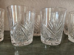 ANTIQUE CUT CRYSTAL TUMBLER SMALL AND LARGE DIAMOND AND FAN GLASS Lot Of 9