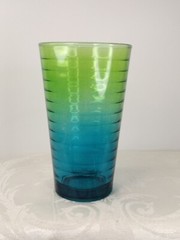 Libbey Ombre Green& Blue Glasses Hoop Design 2Tone Set Of 2 16oz