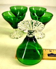 5 Anchor Hocking Burple Forest Green Liquor Cocktail Pedestal Drinking Glasses