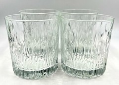 SET OF 4 BLOCK CRYSTAL FIRE OLD FASHIONED GLASSES, EXCELLENT CONDITION