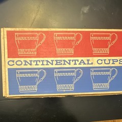 Continental Cups Set of 6 Clear Glass Cups with Gold Metal Handles Decorative