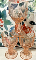Franciscan Cabaret Pink Wine Glasses 5-1/2” Set of 3 Blush Rosé Stemware