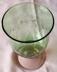 Pfaltzgraff Napoli Iced Beverage Etched 16 oz. Stemmed Goblet/Glass Green & Pink
