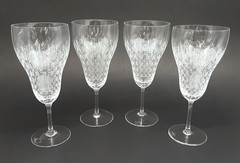 SET 4 ROSENTHAL Crystal ROMANCE II MOTIF Etched 7 5/8″ Water Goblets Glasses #1