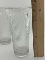 2 Vintage Jeannette Glass Finlandia Tree Bark 6 3/8″Clear Ice Flared Top Glasses