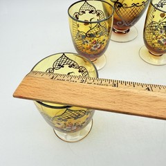 Beautiful Vintage Set of 4 Floral Wine Glasses And Decanter, Boho In Style