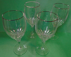 SET of 4 Noritake Turning Point Platinum Crystal Tea Water Wine? Retired EUC