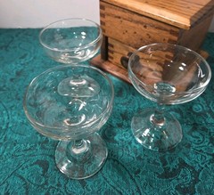 Vintage Clear 4oz Champagne Coupe Glasses Set of 3 – 4.25” Tall