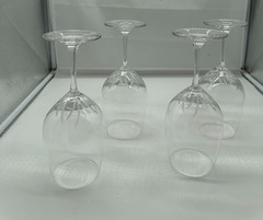 Princess House 6430 Vignette Clear Cut Crystal Wine Glasses Cut Smooth Stem Set4