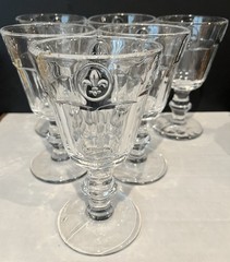 Fleur De Lis Goblets (Set Of Six, paneled ) 6 1/2” H Approx. Water/Wine