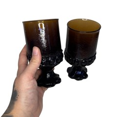 Vintage Iridescent Amber Drinking Goblets