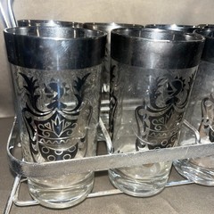 Mid Century Dorothy Thorpe Glasses Set of 6. Gorgeous scroll. Platinum silver