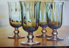 BELK Home Accents Optic Swirl Iced Beverages 4pc Goblets Glasses Amber