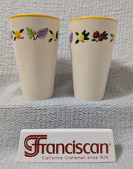 Pair (2) Franciscan Small Fruit Tumbers, Embossed Hand Painted, USA-VTG 1949-54