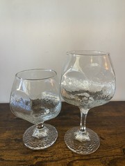 Pair of Vintage Libbey Chivalry Hexagon Shaped Wine Glasses Water Goblets