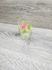 Pink Vintage Hand Painted Water Tumblr Glass 3″