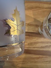VTG 1960’s-70’s Libbey Glassware Frosted Gold Leaf Autumn Fall Glass 3 Sizes Set