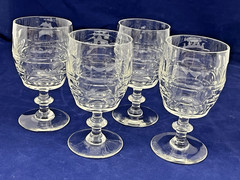 4 Val St Lambert Blarney Clear Water Glass Goblets Stem Stemware 5 7/8 inches