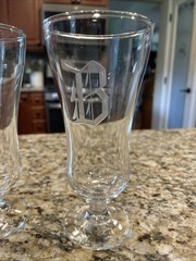 Etched “B” Monogrammed Glass Vtg Cocktail Glasses Set of 3 Last Chance Donating