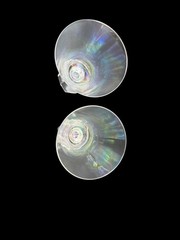 VTG Prism Glass Opalescent Martini Glasses 6.25″ Diamond Faceted Base Set of 2