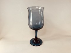 Vintage Libbey Connoisseur Dusky Blue Tulip Wine Glasses 6.5” Tall, Set of 4