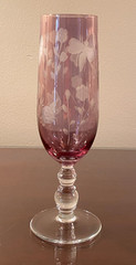 Romanian Etched Butterflies Ladybugs Dragonflies Amethyst CHAMPAGNE Glasses 6 PC