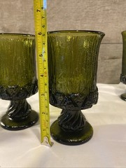 Set Of 3 Vintage MCM Avocado Green Goblet 6″ Fostoria Sorrento