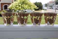 4 CULVER GOLD FLORENTINE FRUIT ON THE ROCKS WHISKET TUMBLERS GLASSES