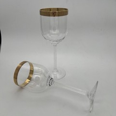 Set of 4 VTG Lenox Autumn Water Goblets – Crystal with Wide Gold Band –8 3/8″H