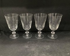 Edinburgh Cut Crystal Water Goblets Wafer Stem Crisscross Set Of 4 Vintage