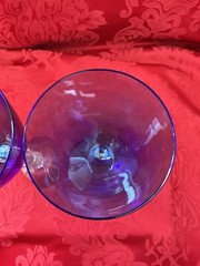 NIB’s FLAWLESS Blue BACCARAT France Two VEGA Crystal FORTISSIMO WINE RHINE Glass