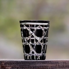 Hand Cut To Clear 10oz Black Old Fashioned Highball Whiskey Glasses Gift Box