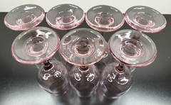 7 Libbey Premiere Pink Water Goblet Set Vintage Elegant Stemware Bar Glasses Lot