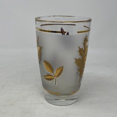 VTG 8 Libbey Gold Leaf Frosted 5.5″ Highball Glasses Service Set Carrier MCM